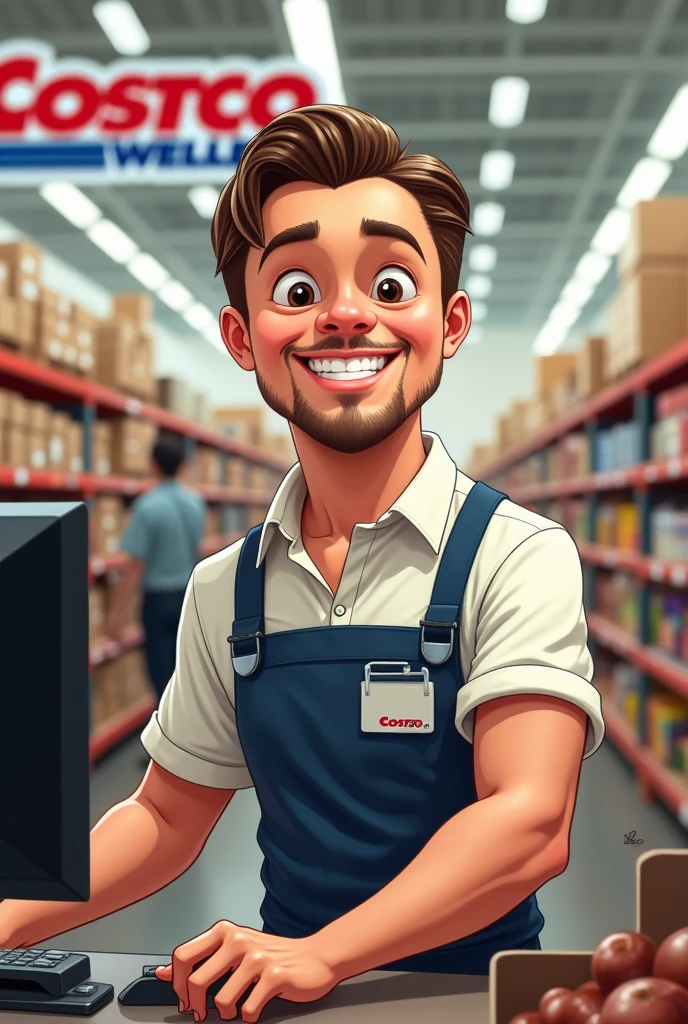 Young Leonardo de caprio working at costco
