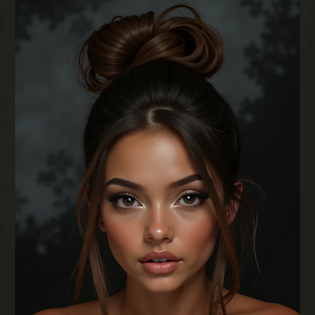 Extremely detailed and realistic portrait of a young and beautiful 20 year old Latina model, delicately tanned cinnamon-toned skin, beautiful and expressive smile, skin pores, Rembrandt Lighting, High level of detail, intricate skin details, skin imperfections, beautiful face and fascinating eyes, sharp details, Hyper realistic, sharp focus, perfect detailed anatomy, perfect and detailed face, perfect details, eyes, , masterpiece, Maximum quality. 16K UHD resolution. professional camera