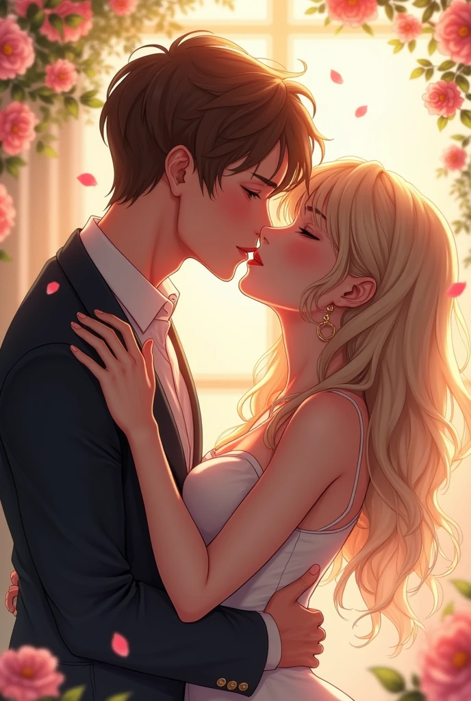 Licht and Hina kissing