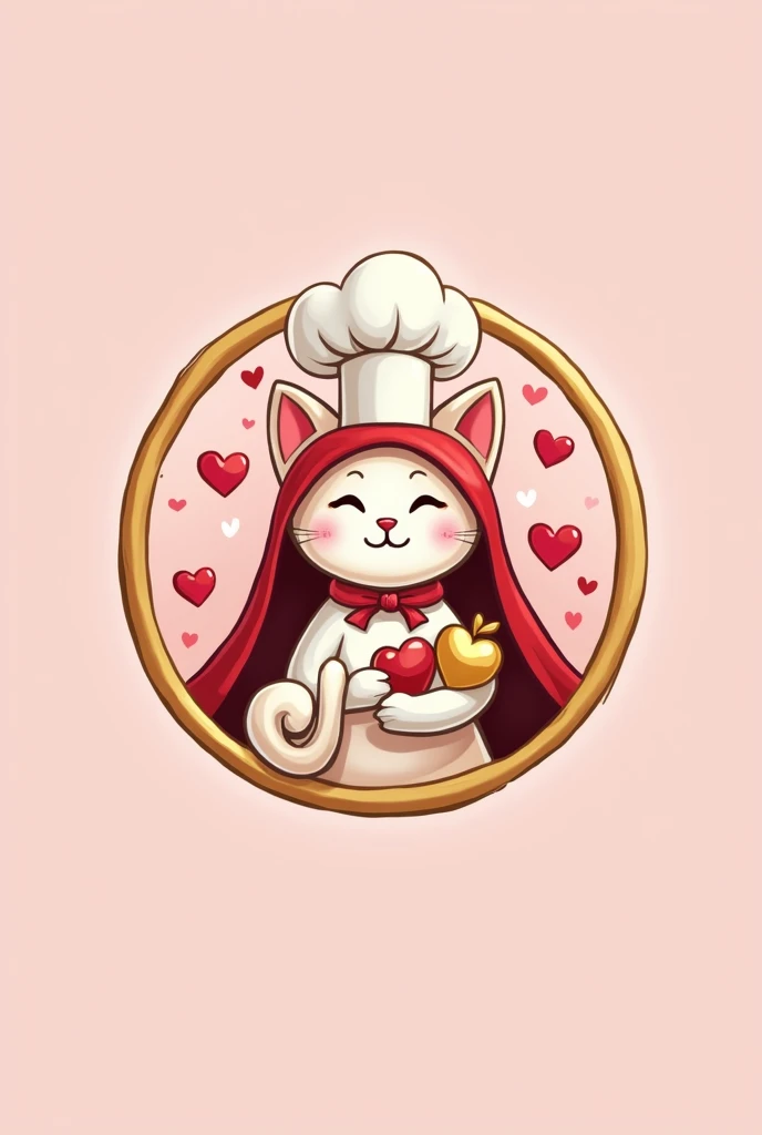 {
  "prompt": "Design a logo for a company named 'Sorega Doces'. The background should be a soft baby pink, with details in red, white, and gold. Incorporate elements from the Lover, Creator, and Magician archetypes. Include a cat wearing a chef's hat, surrounded by hearts. Add a female mage or sorceress holding a golden apple. The entire design should be enclosed within a circular gold frame. The overall style should be whimsical yet elegant, blending magic and sweetness in the design.",
  "size": "1024x1024"
}
