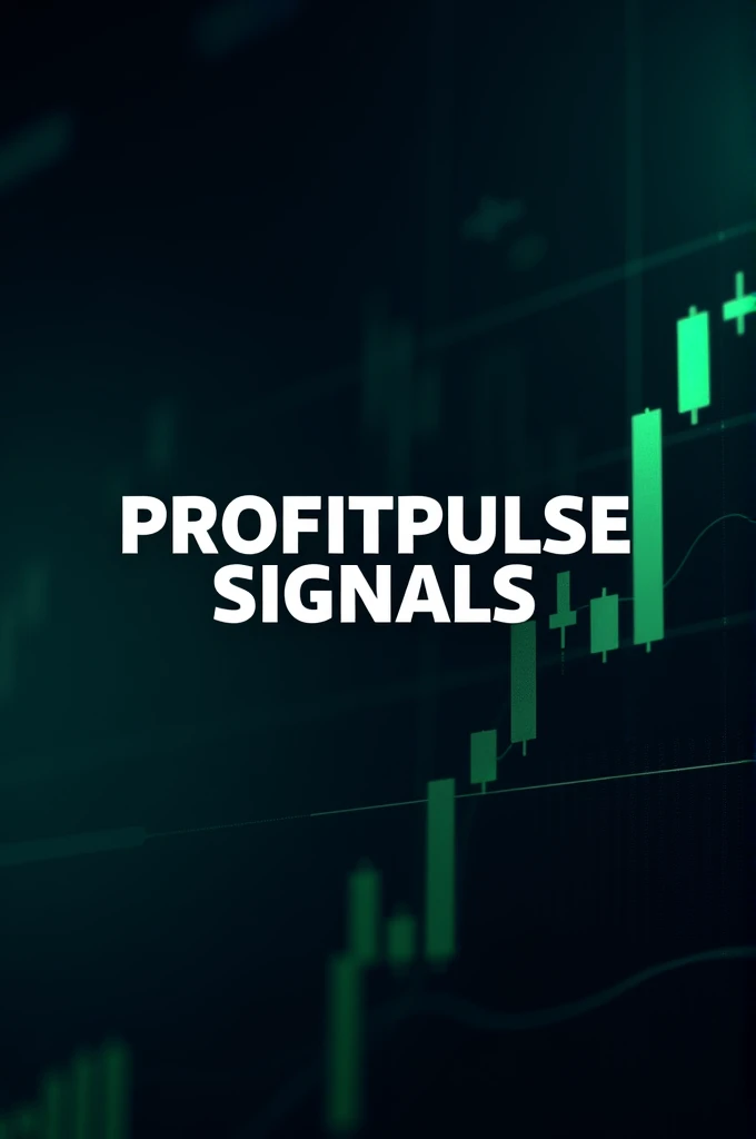Create an bot image featuring "ProfitPulse Signals" in bold, modern font. The background includes stock charts or candlestick patterns, with a dark blue, green, and white color scheme to convey trust and growth. The style is sleek and professional, with financial elements subtly integrated to emphasize trading.