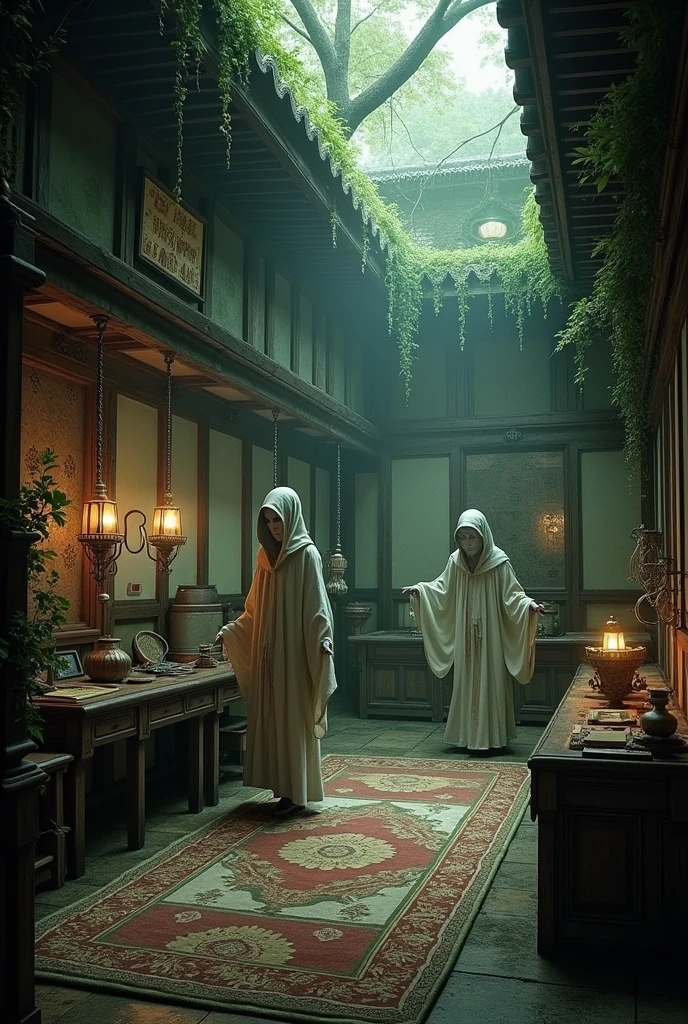 A fantastical Japanese-style room from another world、Place々Creepy、People in strange costumes々
