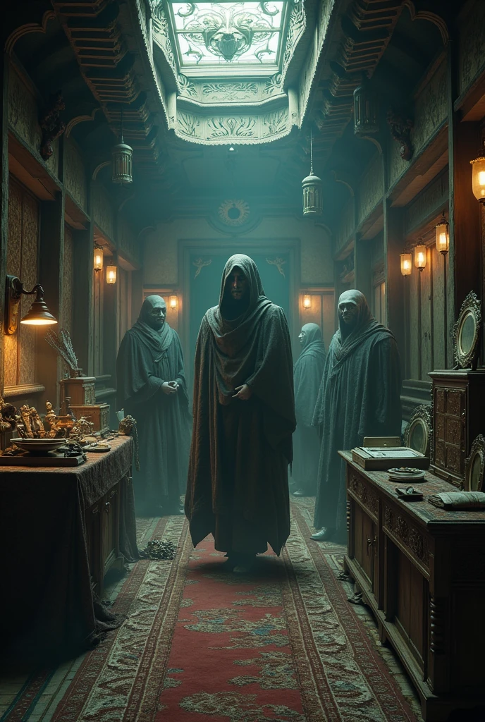 A fantastical Japanese-style room from another world、Place々Creepy、People in strange costumes々