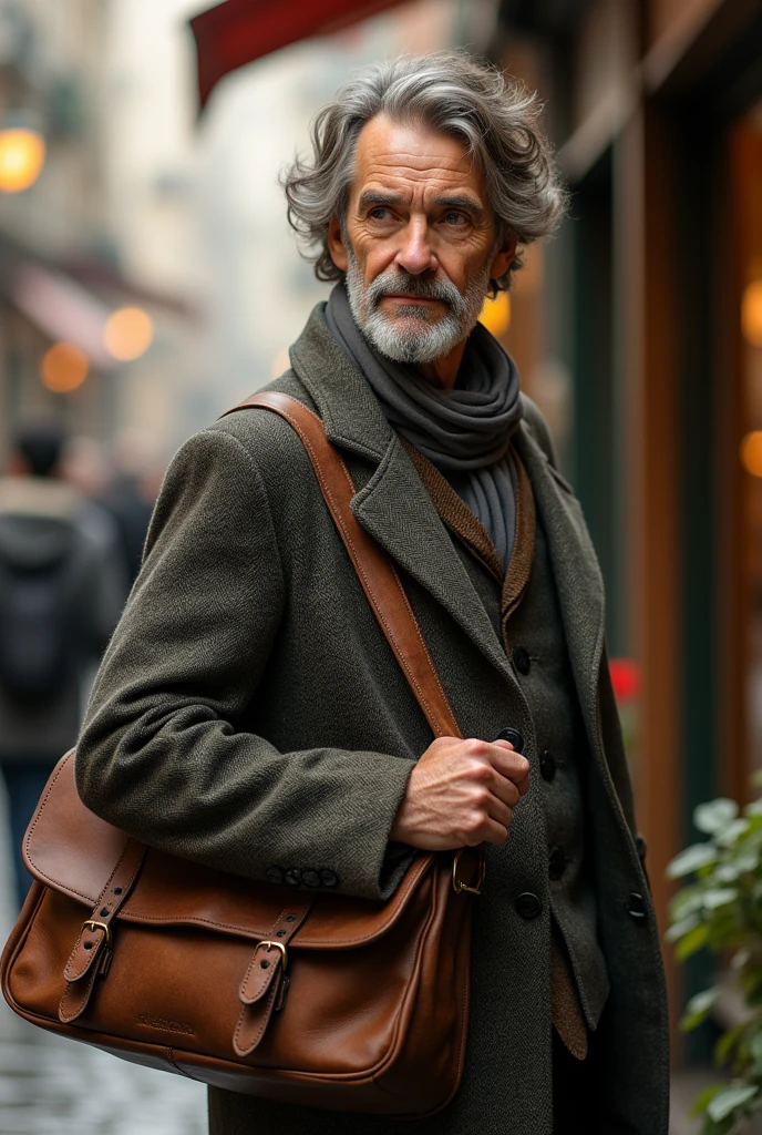Man with bag of poems