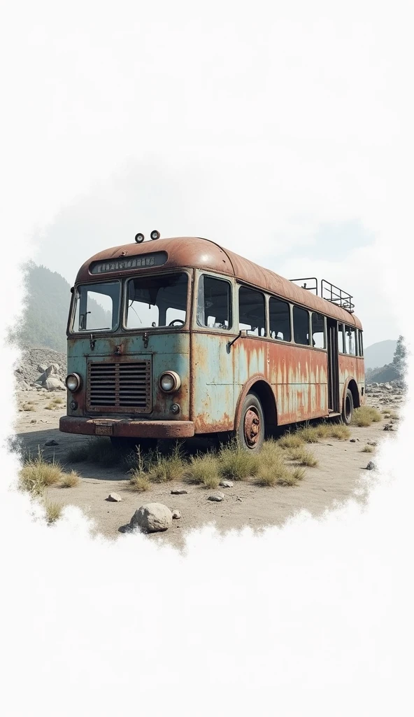 (Best Quality,4k,8k,High resolution, masterpiece:1.2),ultra detailed, sharp focus,(realist,photorealist,fotorrealista:1.37),extremely fine details, intricate details,vivid colors,intense colours,Deep contrast,cinematic depth of field,cinematographic composition,cinematic camera angle(Photo of rusty abandoned bus:1.5, scenario centered on abandoned industrial machinery.), abandoned coal mine landscape, machine placed, ((Trolleybus in ruins, 放置されたHeavy equipment, industrial waste)), quiet, , minimalist, industrial environment, Heavy equipment, spiderweb, dusty, Disturbing silence, crumbling walls, oxide, overgrown vegetation, Remnants of past activities, dark space, Broken window, colores quiets, mysterious atmosphere