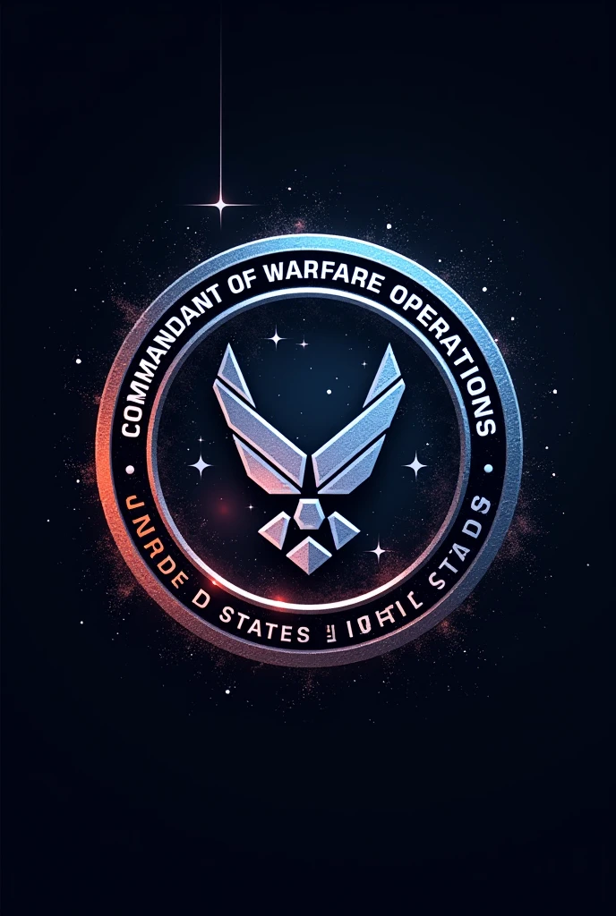 I need a approval stamp logo, it should be space related, have Commandant of Warfare Operations in English text and United States Space Force. No stars in the logo