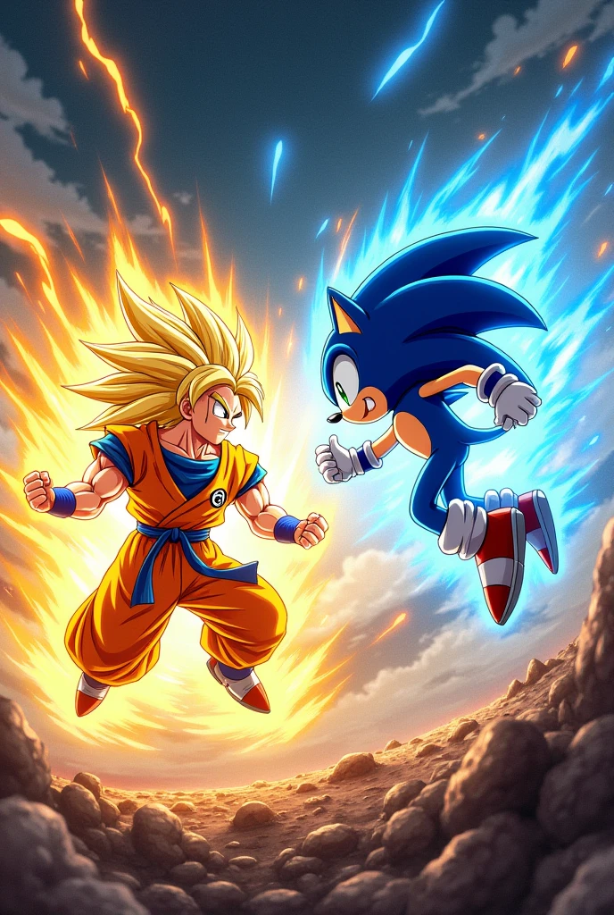 Super sonic luntando contra goku super me jim 