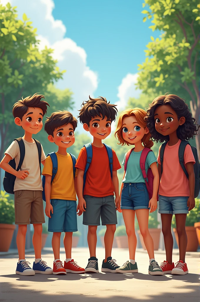 Group of children and adolescents from 12 to 