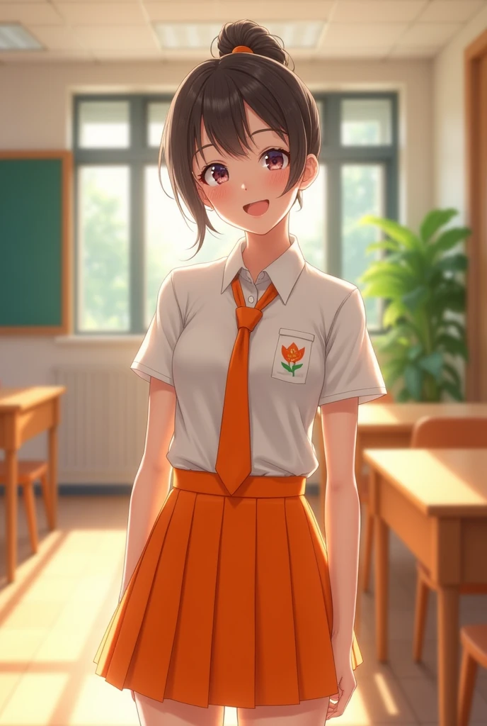 Orange is wearing female student clothes
