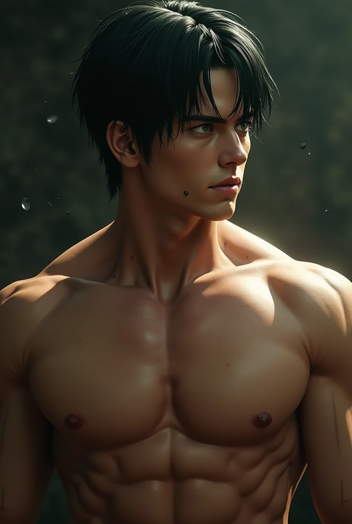 Eren yeager shirtless looking to the side