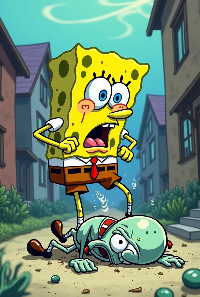 Sponge Bob shitting on Squidward 