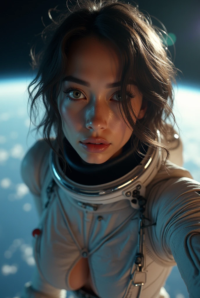 erotic astronaut taking selfie