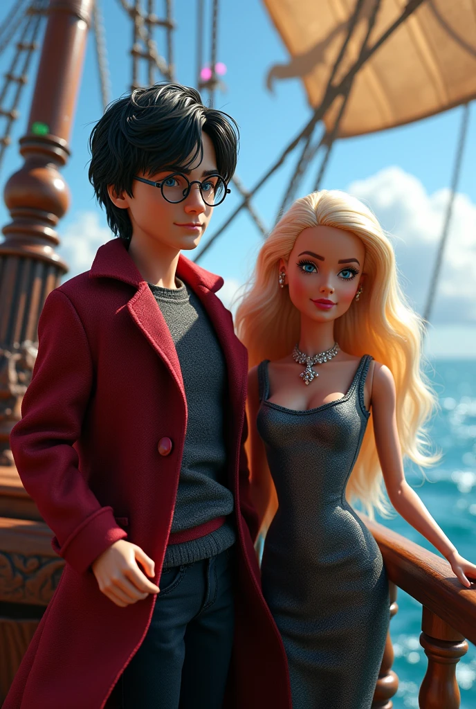 Harry Potter de barco com a barbie