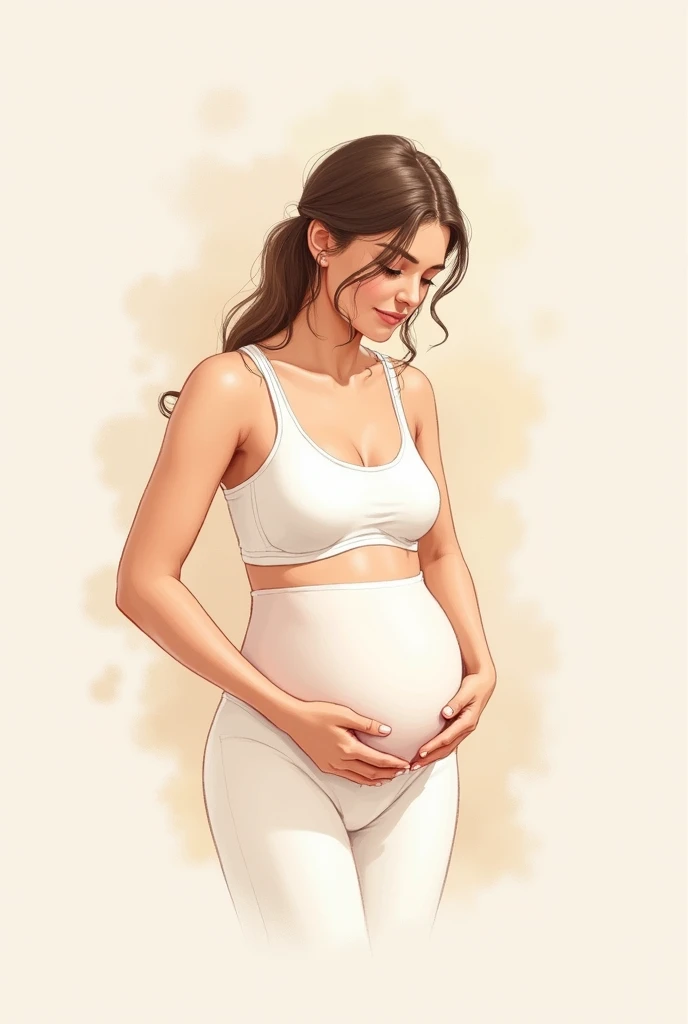 Instruction manual in the form of beautiful and detailed drawings illustrating step by step how to put on a postpartum girdle and a nursing top