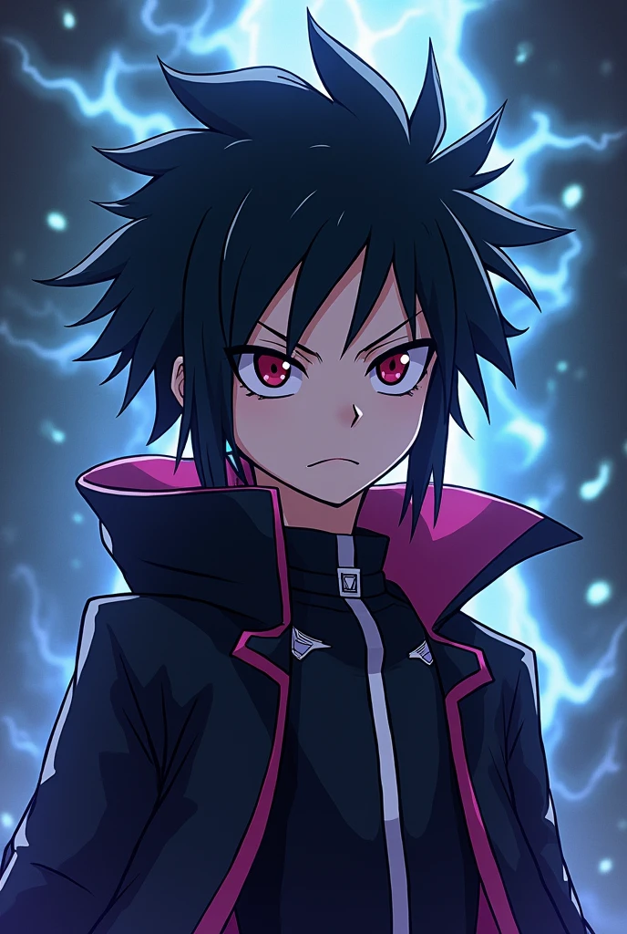 Zeref Dragneel ai art cute and cool anime style with black hair dark wizard