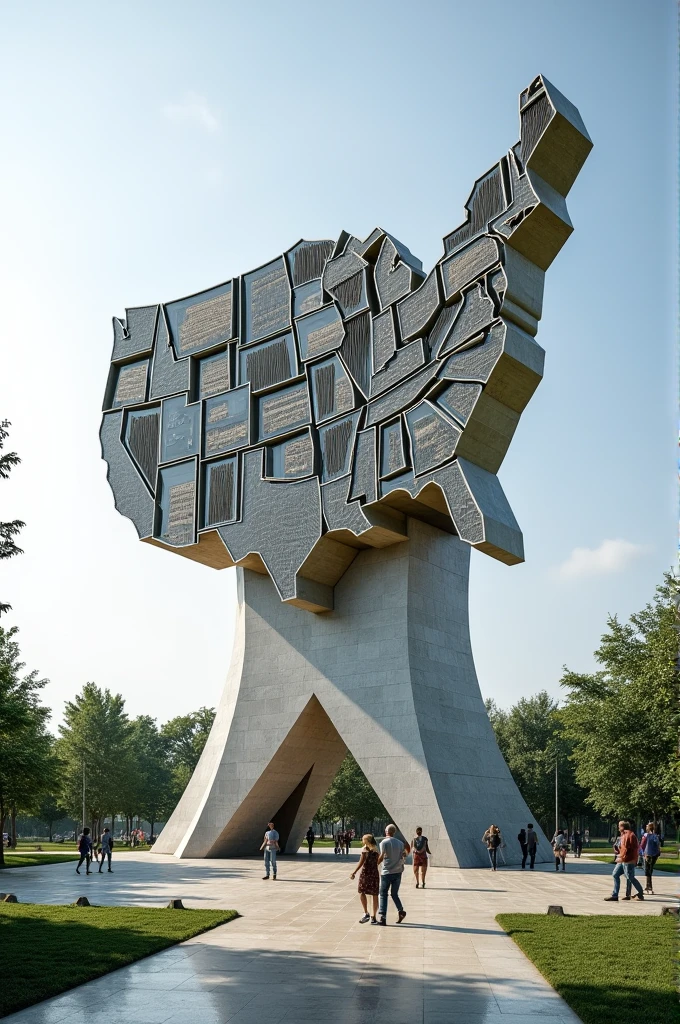 Create a monument that shows the shape of America and its architectural richness with sustainable materials