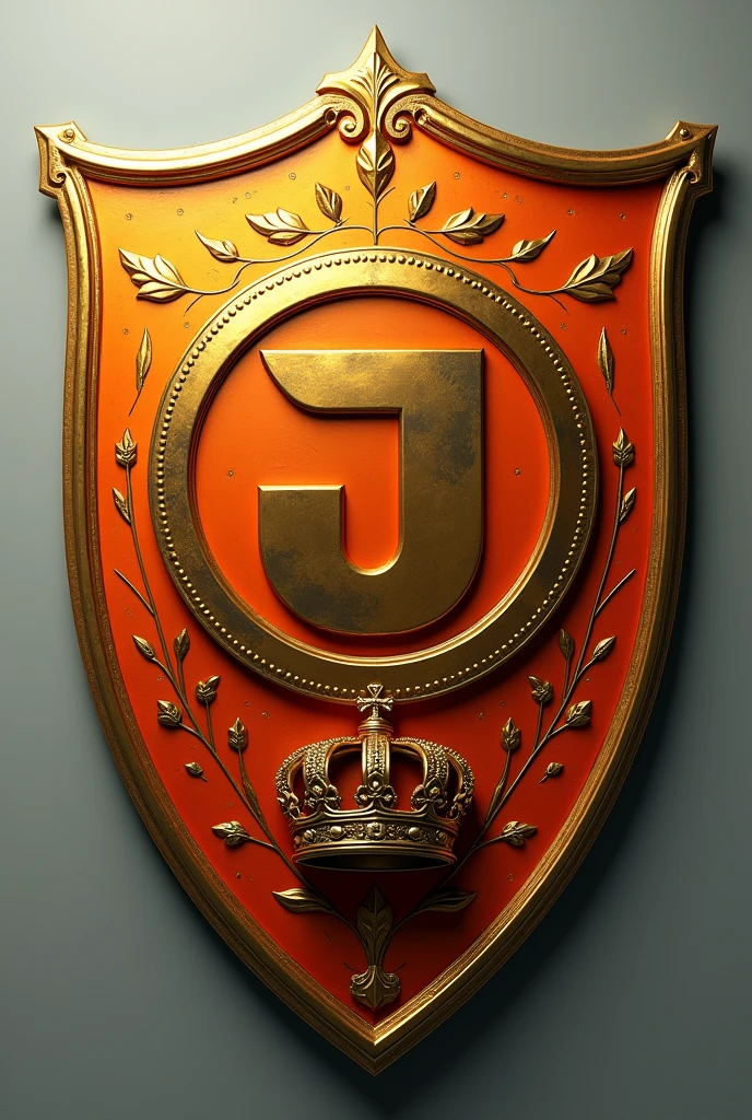 Golden orange football shield with crown Below initial and name Club Atltetico Juniors