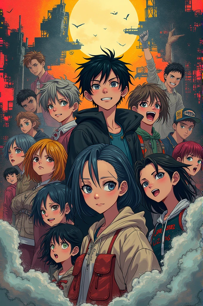 Randomly made anime characters in the style of Tatsuki Fujimoto's morning art