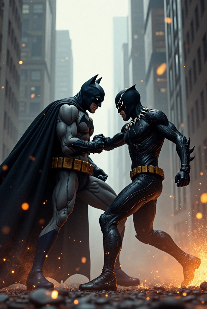 Batman and panther fight 