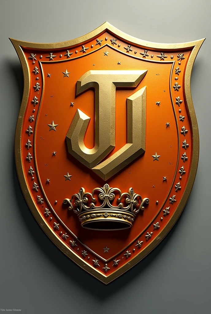 Golden orange football shield with crown Below initial and name Club Atltetico Juniors