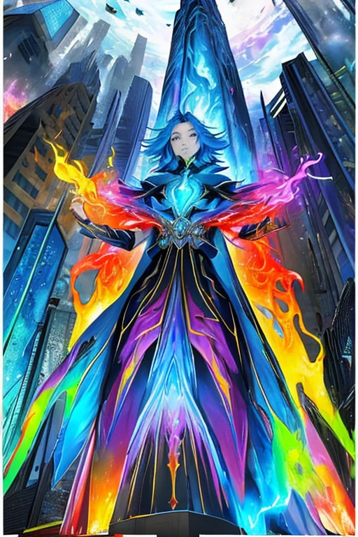 (movie poster)(Perfect color combination) elemental mage to the fullest, (gods) patterns