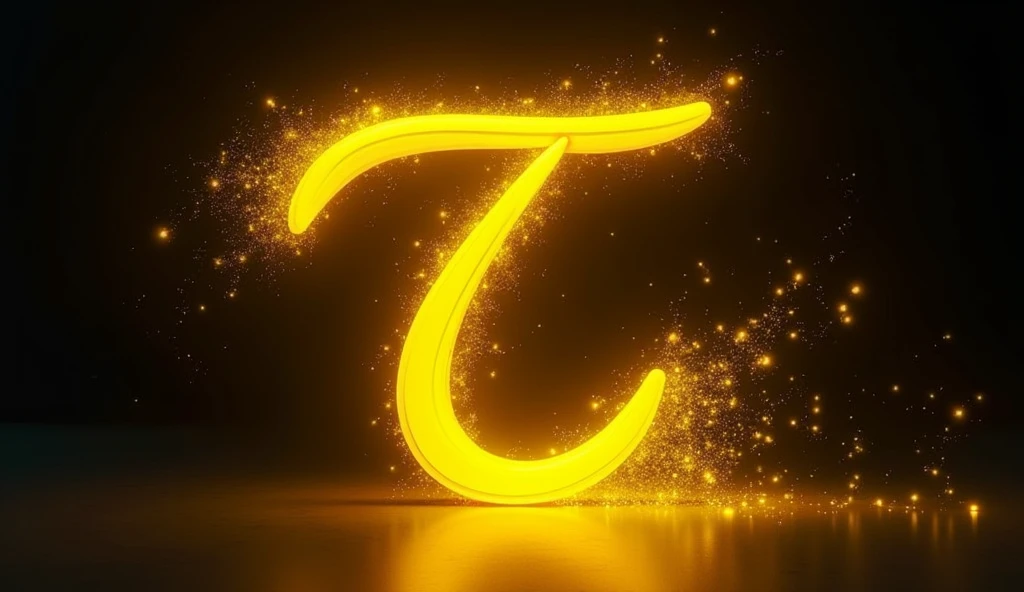 a yellow abstract capital letter 'TRANG' with lights, in the style of kinetic lines and curves, light black and yellow, schlieren photography, dotted, trompe-l'œil illusionistic detail, sparklecore, commercial imagery