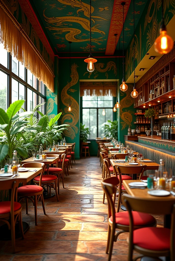 I WANT AN IMAGE INVOLVING MY CARIBBEAN FOOD RESTAURANT WITH COLORS REPRESENTATIVE OF JAMAICA