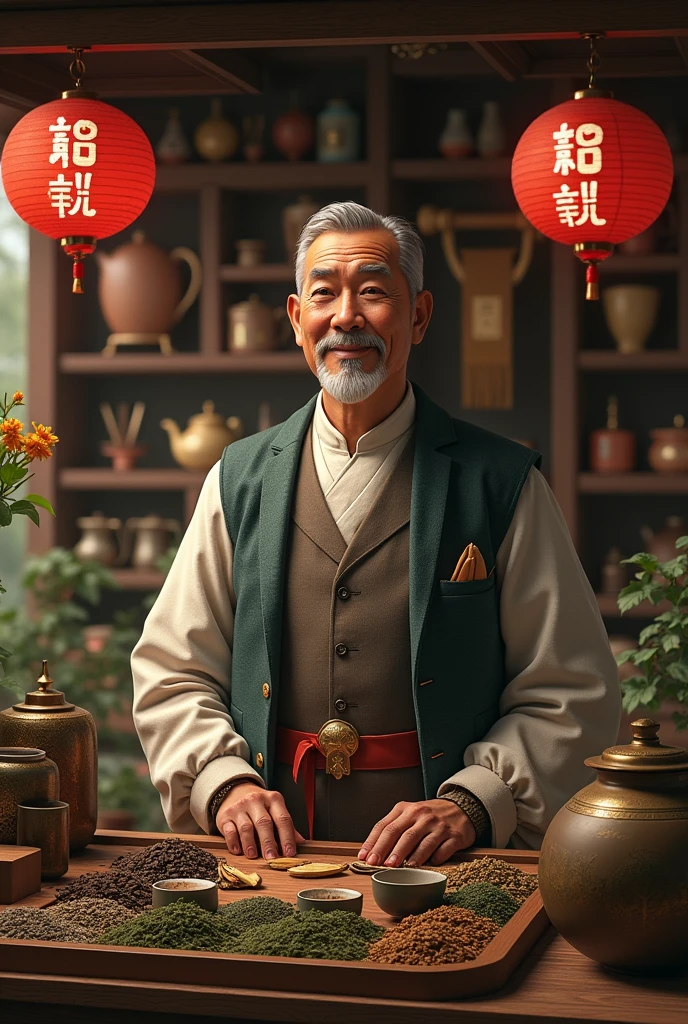 A tea merchant with LOGO "STP"