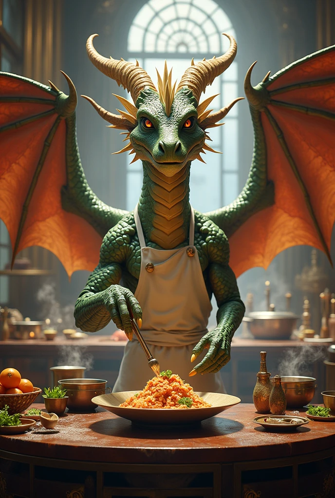 Dragon chef cooking drawing 