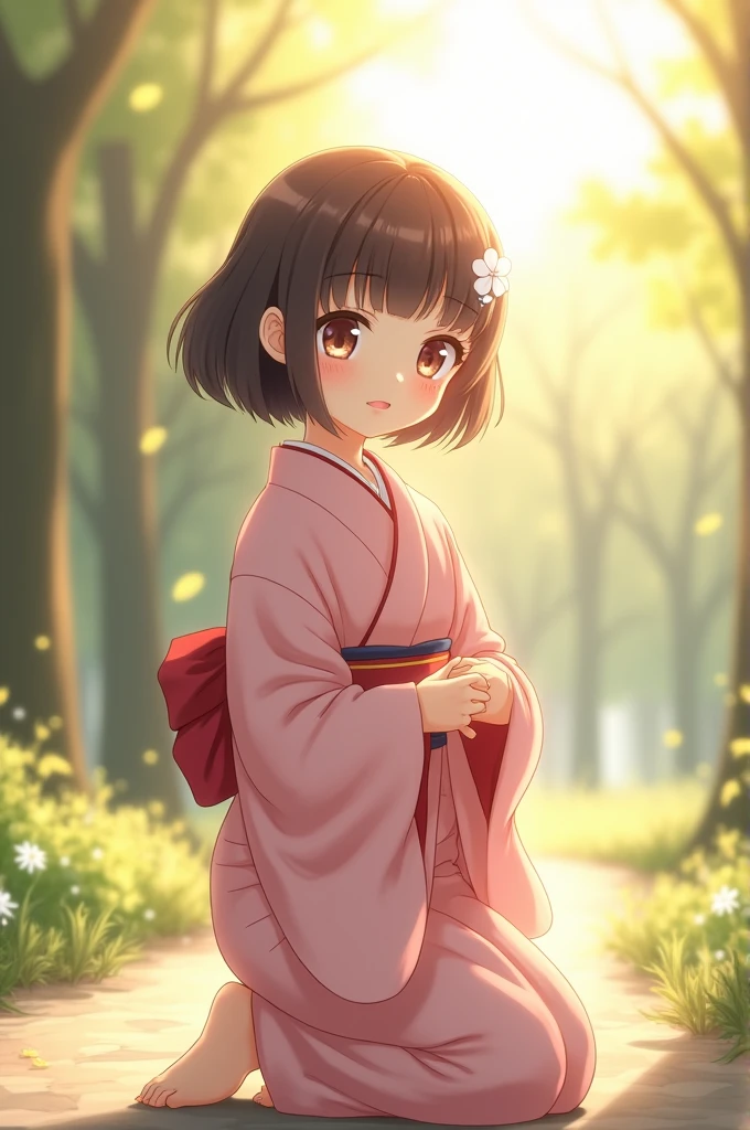wearing a pink yukata、High resolution、High resolution、and 8K、real live action、生Imagegraphy、of the highest quality、masterpiece、超High resolution、生Image、Alone、Beautiful poop、mesa、((Obscene content))、for adults、The charm of youth、absurd、((((elementary school students))))、japanese girls、((8 years))、((round face))、((pretty face))、((beautiful face))、((((embarrassed laugh)))))、White skin、((delicate folds))、Physical exam for adolescents.、small breasts、knees、 thighs thighs thighs thighs、alone、whole body、very pretty、 （photorealistic：1.37）、Photon mapping、realist、city radio、物理ベースAloneダリング、depth of field rally background、Image、(((Japanese youth idols)))、sparkling eyes、bright lips、Too bright natural light.、bright sun、Sunlight too bright、((((()))))、(((Pussy)))、超High resolution,Nice smile, cinema lighting,quiet atmosphere、Beautiful poop細かいディテール,very detailed eyes and face、Ultra wide angle shot、kneeseling on one leg,elementary school students,Leg separation,Carry a red school backpack