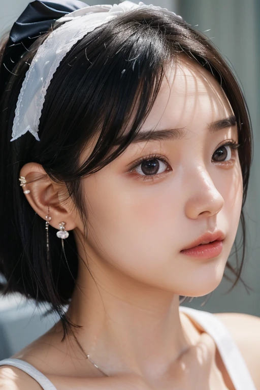 (2 Japanese girl,), (Small breasts:1.5,),(solo,,Textured skin, Detailed skin,Detailed face,Detailed eyes,detailed posing,Natural eyebrows,Sparkling Eyes,High detail, Highest quality, Super detailed, Surrealism, ,8k,RAW Photos,Photographicism,Professional Lighting,Portrait Photography,Soft Light),((Black Hair, Dark Eyes,Natural Makeup,Simple earrings,Bob Hair,ribbon)),(((Face when kissing,Close-up)))
