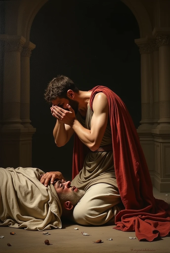 Romano Julius Caesar crying over his father&#39;s death