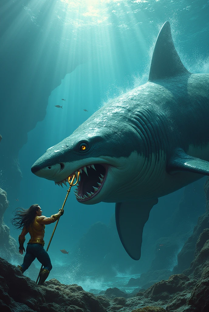 AquamanShark fight. Ultra HD high resolution 4K