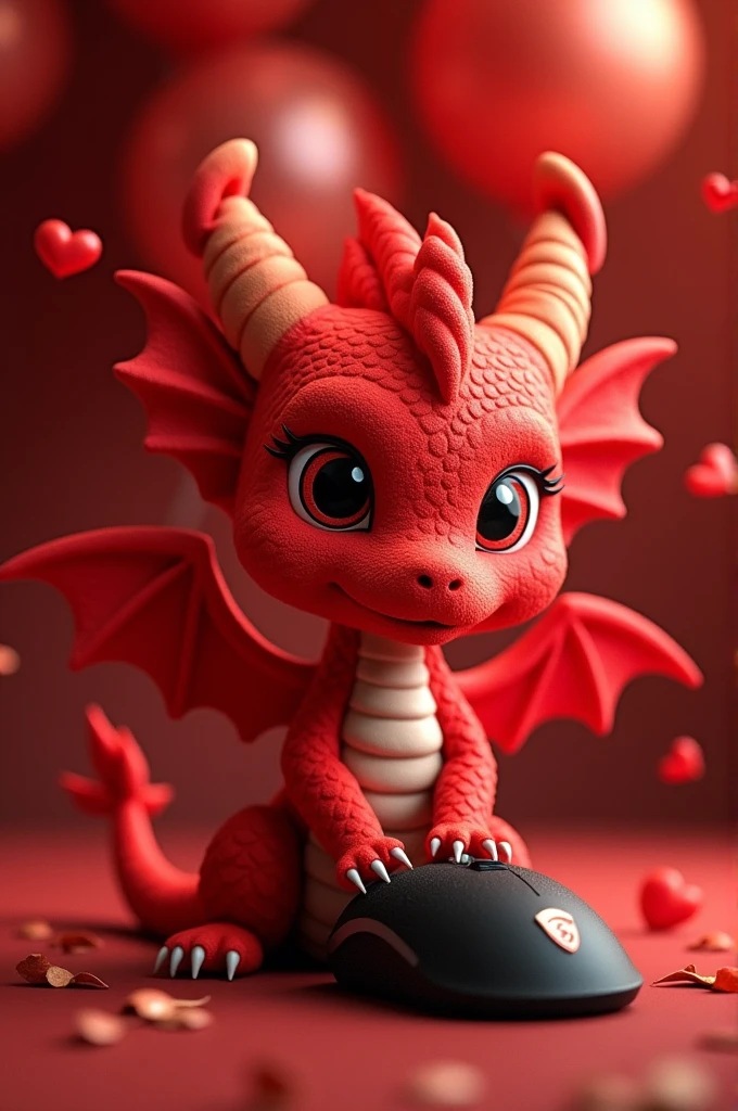 Create a birthday anniversary card with Lucky (little red dragon)from MSI and mouse from msi (msi product)
