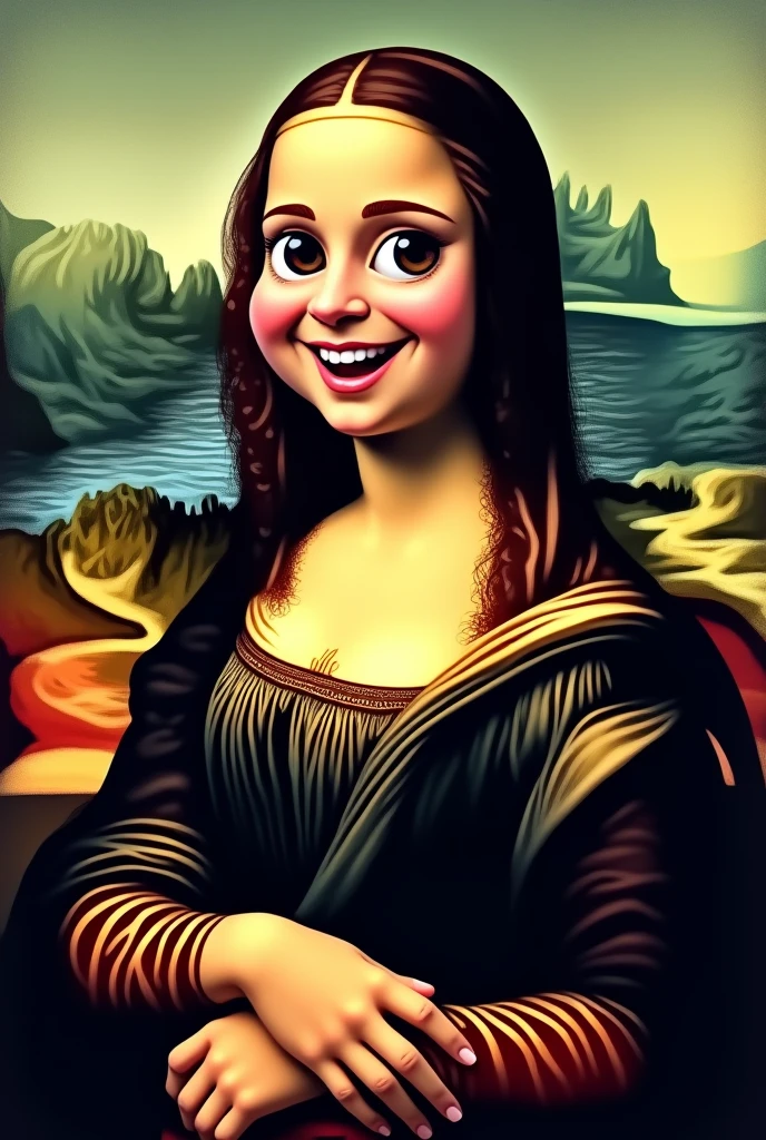 a meme of the image of the Mona Lisa, but not very realistic 