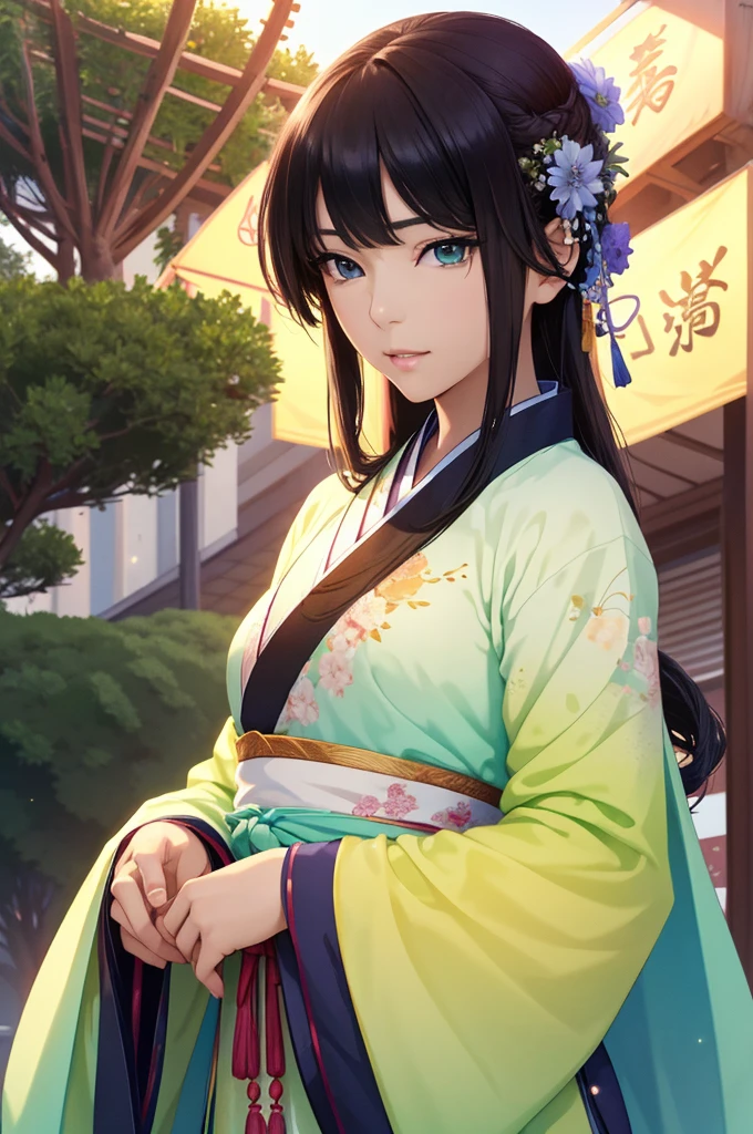 Starry sky landscape、shooting star、 (Highest quality,4K,8k,High resolution,masterpiece:1.2), Very detailed, (Realistic,Realistic,Realistic:1.3), High resolution, Hyper HD, Studio Lighting, Ultra-fine painting, Sharp focus, Physically Based Rendering, Very detailed説明, Professional, Vibrant colors, Bokeh, Sports Late Night, Traditional Chinese Painting Techniques, Atmospheric lighting, Vivid color contrast, Ethereal atmosphere,Very detailed目と顔, Beautiful attention to detail, Light on the face,Hanfu 、(Hanfu: 1.1)、、(Green Eyes: 1.1)、Eyes are green、Slim figure、Small breasts、Sexy pose