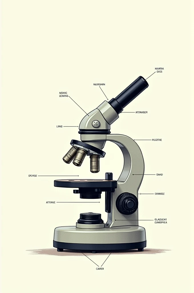Draw a microscope, Locate the parts and indicate their function