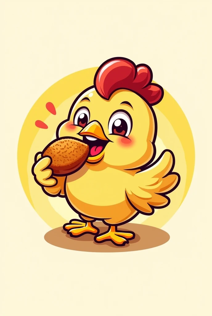 Make me a logo to sell chicken and put a nice name on it in English with Chester chicken eating broaster chicken but fried well so it looks delicious 😋