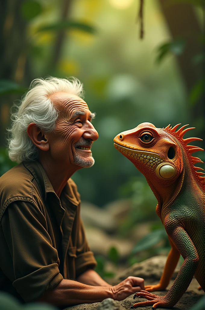 Don ramon and a lizard looking at me face to face