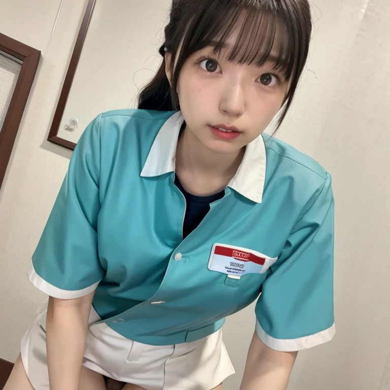 score_9,score_8_up,score_7_up,
extremely quality photo, sharp focus, epic realism,realistic, source_photo, proper alignment, rating_explicit,32k,(photo realistic:1.3),small face,
BREAK
1 girl,20 years old,cute Asian,cute Japanese,skimpy,(bangs),tied up hair,skinny,nurse,pale blue nurse uniform,big breast,nipple,natural skin,white skin,hospital,standing,bent over,((handjob pov)),holding penis,from below,looking down,pov,looking at viewer,downblouse,nipple slip, cum on chest, cum on legs, cum on clothes, cum on thighs,excessive cum shot,femdom
