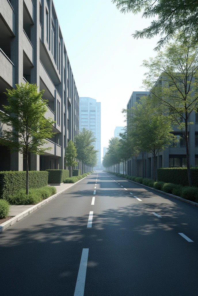 asphalt road from the right camera And beside it there is a building