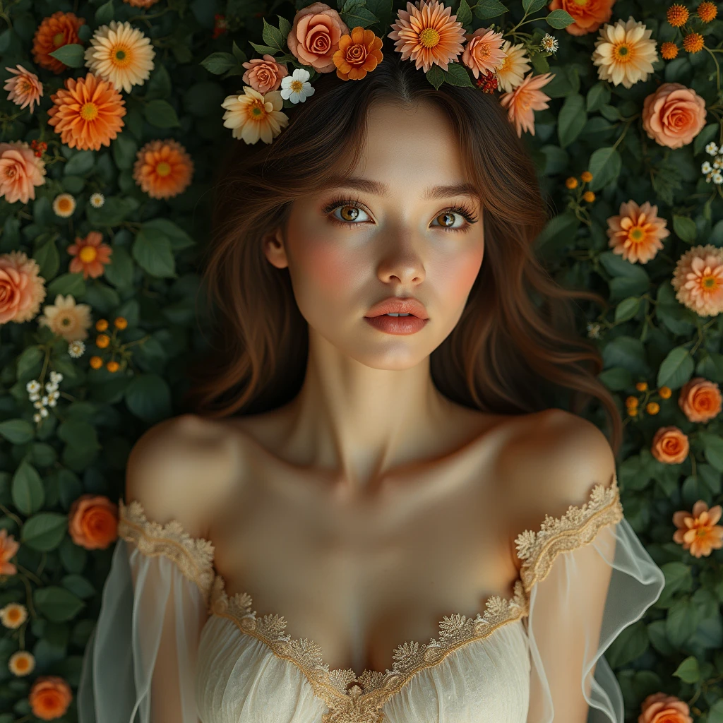 1girl,beautiful detailed eyes,beautiful detailed lips,extremely detailed face,long eyelashes,classical renaissance inspired,inspired by sandro botticelli's painting pallas and the centaur,highly intricate digital painting,ethereal atmosphere,lush verdant garden setting,ornate baroque style,ornate floral decorative elements,chiaroscuro lighting,dramatic dramatic lighting,warm color palette,photorealistic,8k,highres,masterpiece,ultra-detailed,professional