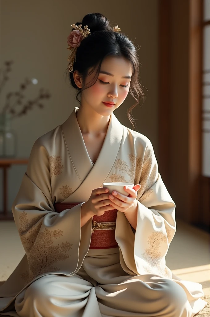 Woman drinking sake