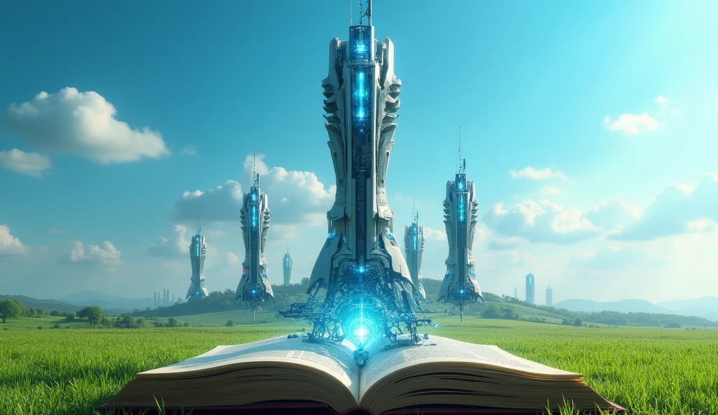 Power towers，Book，Power towers从Book中出现，Blue sky，grassland，Technology