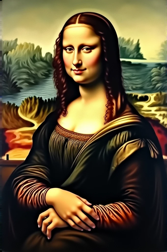 a painting of the Mona Lisa with other clothes