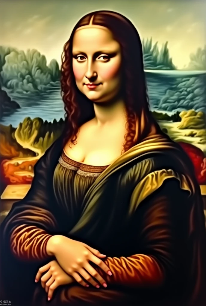 a painting of the muscular Mona Lisa 