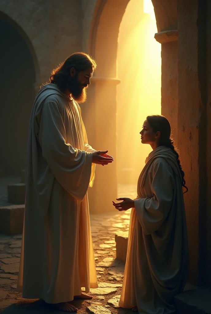 Jesus talking to someone in the dark, then speaking in the day light 