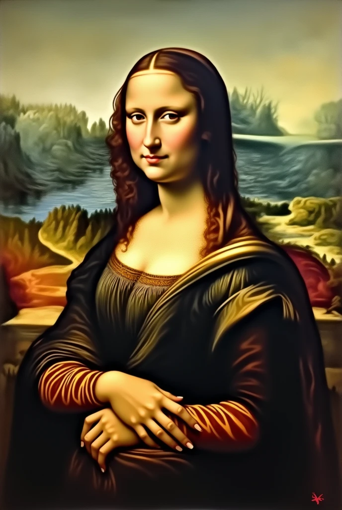 a painting of the muscular Mona Lisa 