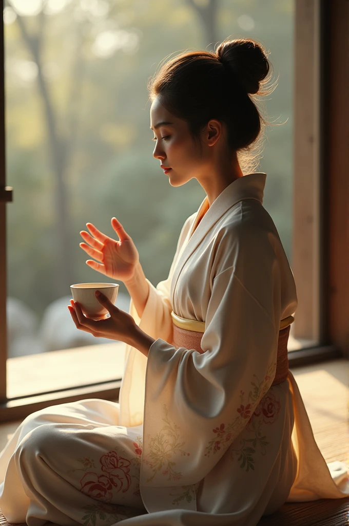 Woman drinking sake
