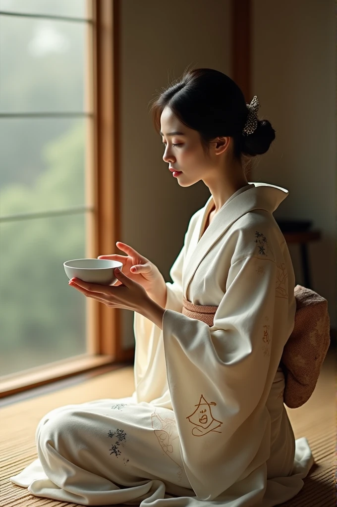Woman drinking sake